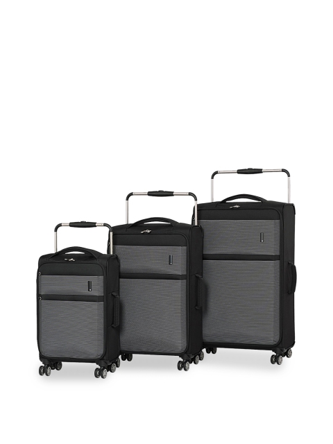 

IT Luggage Unisex Set of 3 Black Soft-Sided Trolley Bag