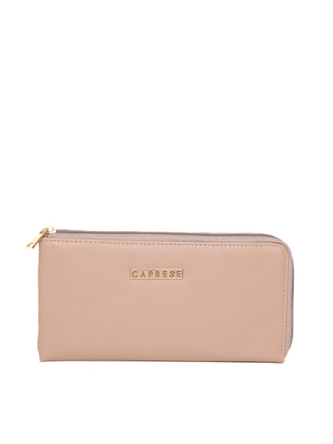 

Caprese Women Beige Solid Zip Around Wallet