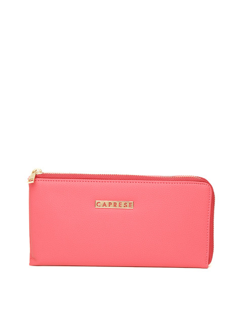 

Caprese Women Pink Solid Zip Around Wallet