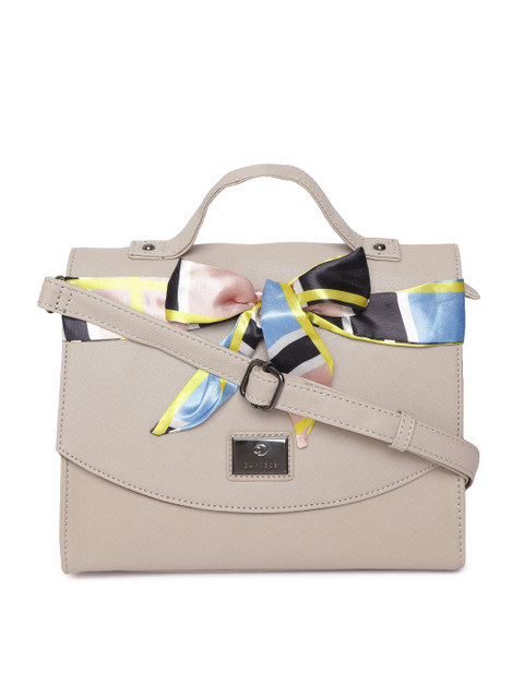 

Caprese Beige Solid Satchel with Bow Detail