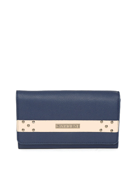 

Caprese Women Navy Blue Solid Three Fold Wallet