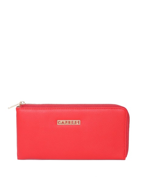 

Caprese Women Red Solid Zip Around Wallet