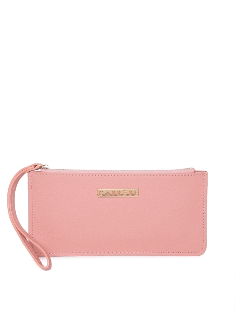 

Caprese Women Pink Solid Zip Around Wallet
