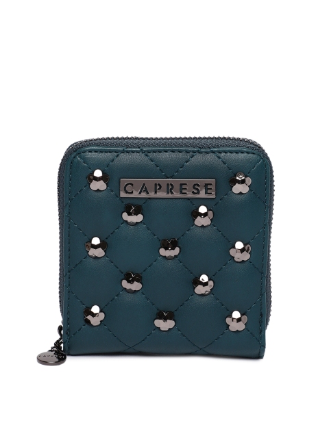 

Caprese Women Teal Green Embellished Zip Around Wallet