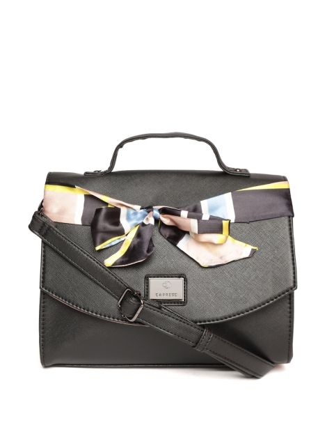 

Caprese Black Solid Satchel Bag