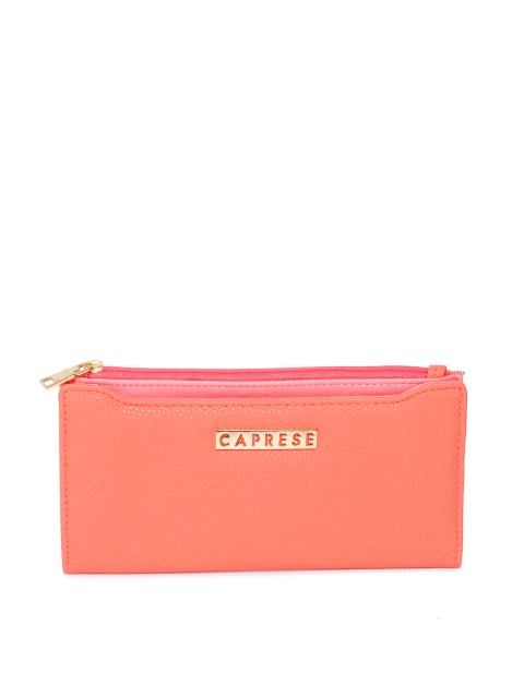 

Caprese Women Peach-Coloured Solid Two Fold Wallet