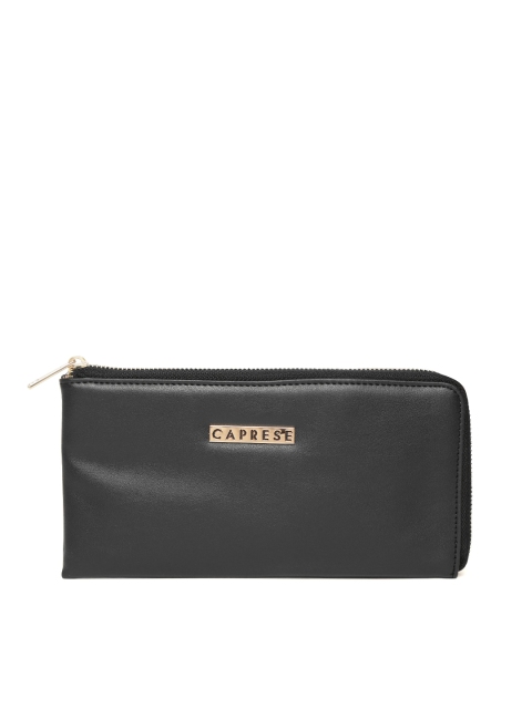 

Caprese Women Black Solid Zip Around Wallet