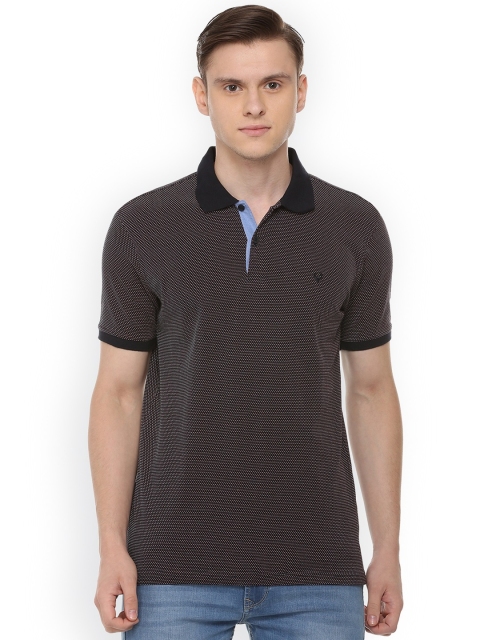 

Allen Solly Men Black Self Design Polo Collar T-shirt