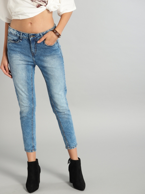 

Roadster Women Blue Skinny Fit Mid-Rise Clean Look Stretchable Cropped Jeans