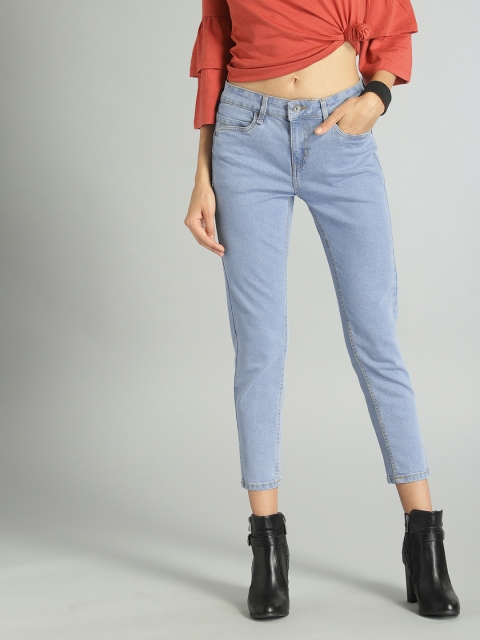

Roadster Women Blue Skinny Fit Mid-Rise Clean Look Stretchable Cropped Jeans