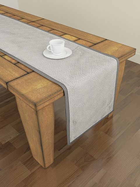 

S9home by Seasons Grey Geometric Pattern 6 Seater Table Runner