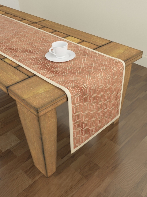 

S9home by Seasons Rust Orange Geometric Pattern 6 Seater Table Runner