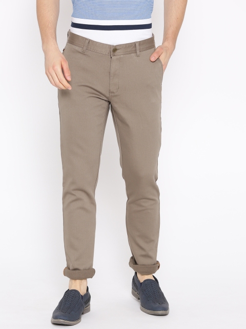 

Blackberrys Men Taupe Sharp Slim Fit Solid Regular Trousers