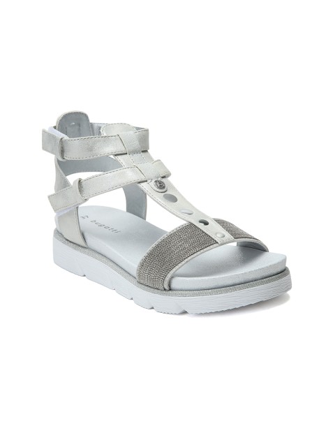 

Bugatti Women Grey & Silver-Toned Solid Mid-Top Gladiators