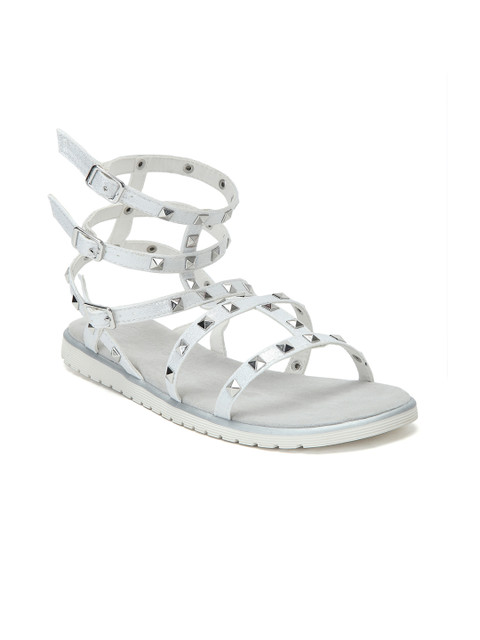 

Bugatti Women Off-White Embellished Mid-Top Gladiators