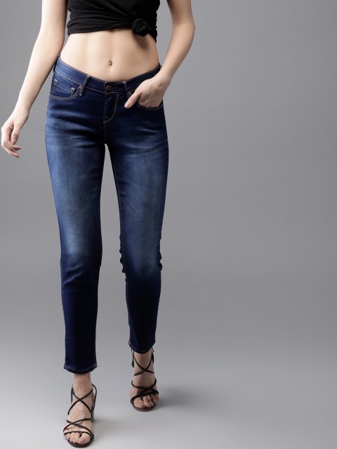 

HERE&NOW Women Blue Skinny Fit Mid-Rise Clean Look Stretchable Jeans