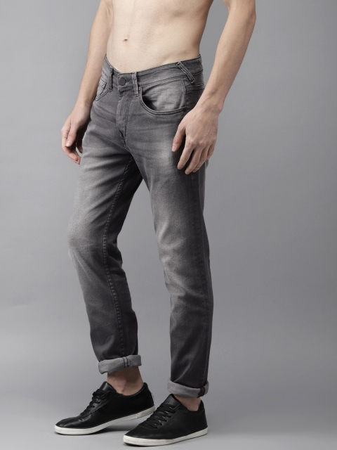 

HERE&NOW Men Grey Slim Fit Mid-Rise Clean Look Stretchable Jeans