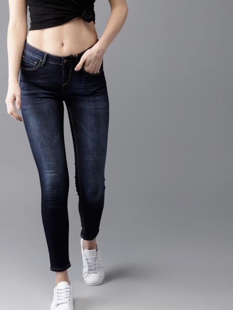 

HERE&NOW Women Blue Skinny Fit Mid-Rise Clean Look Stretchable Jeans