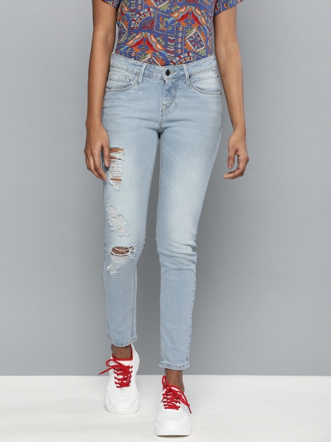 

HERE&NOW Women Blue Skinny Fit Mildly Distressed Strechable Jeans