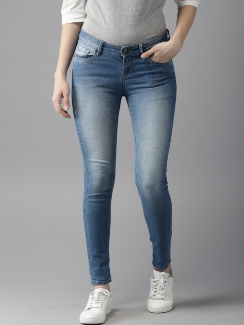 

HERE&NOW Women Navy Blue Skinny Fit Mid-Rise Clean Look Stretchable Jeans