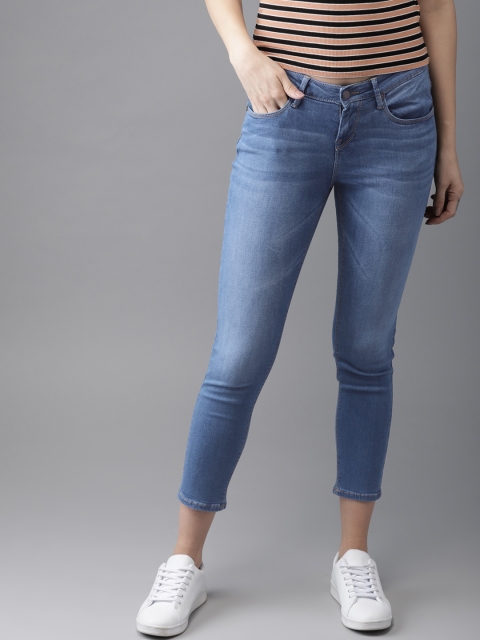 

HERE&NOW Women Blue Skinny Fit Mid-Rise Clean Look Stretchable Cropped Jeans