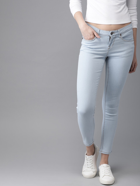 

HERE&NOW Women Blue Skinny Fit Mid-Rise Clean Look Cropped Stretchable Jeans