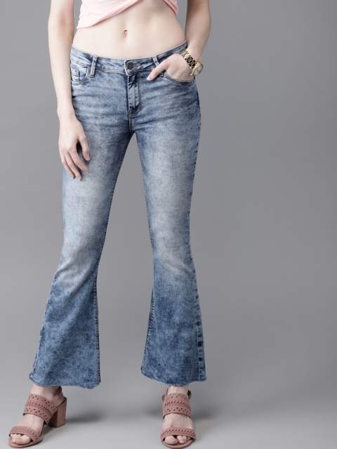 

Moda Rapido Women Blue Flared Mid-Rise Clean Look Stretchable Cropped Jeans