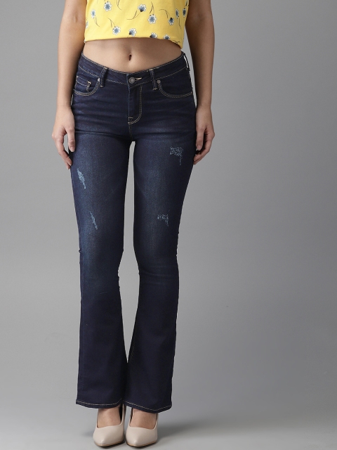 

Moda Rapido Women Blue Bootcut Mid-Rise Low Distress Stretchable Jeans
