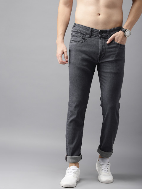 

HERE&NOW Men Grey Slim Fit Mid-Rise Clean Look Stretchable Jeans