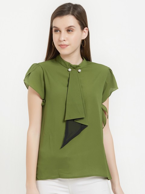 

Soie Women Olive Green Solid Top