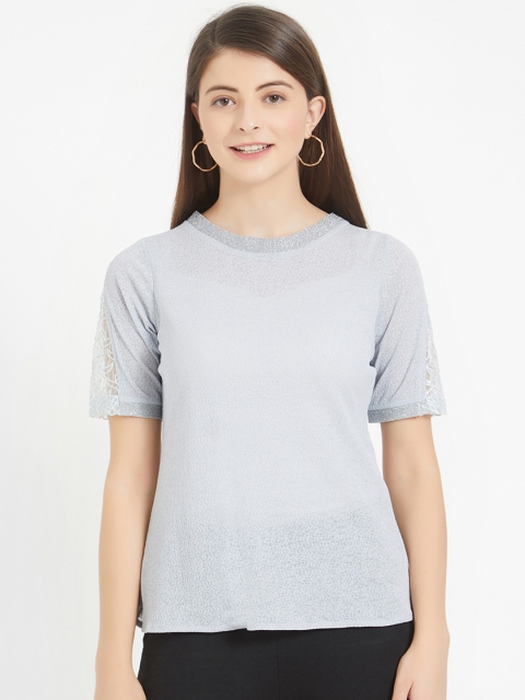 

Soie Women Grey Self Design Top