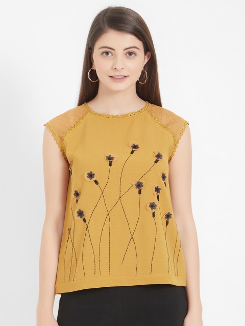 

Soie Women Gold-Toned Self Design Top