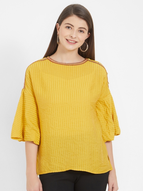 

Soie Women Mustard Striped Top