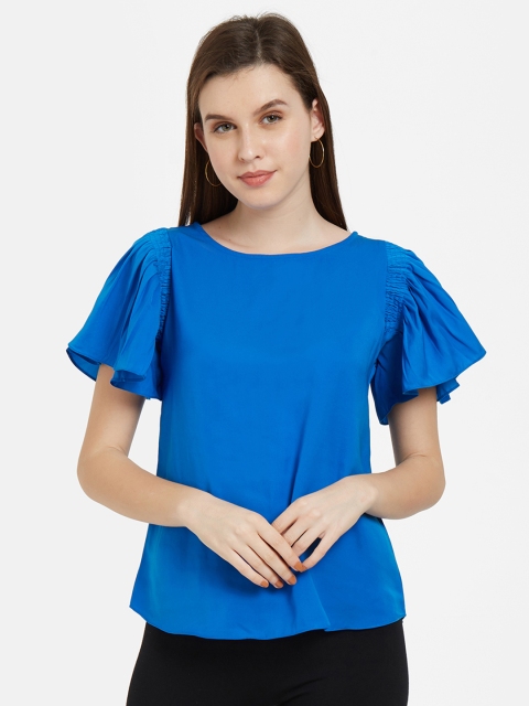 Soie Women Blue Solid Top