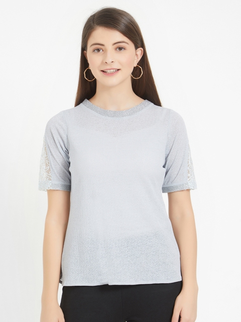 

Soie Women Grey Self Design Top