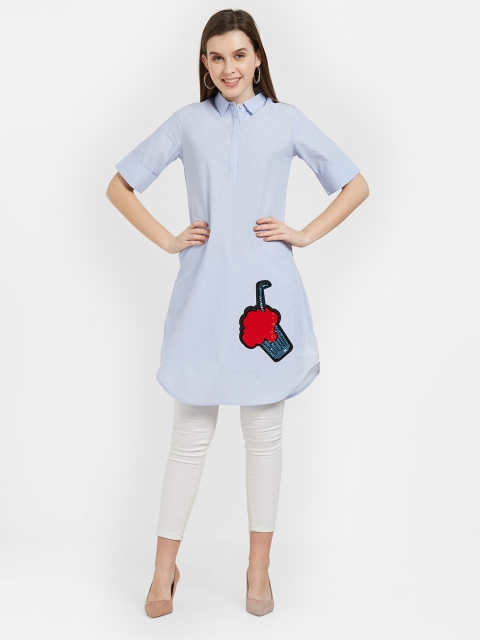 

Soie Blue Solid Tunic