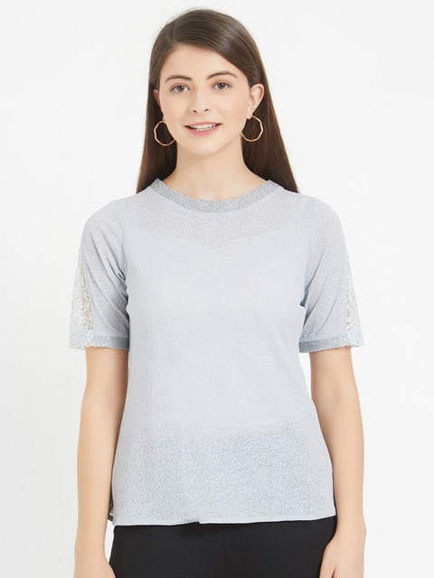 

Soie Women Grey Self Design Top