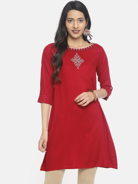 

Colour Me by Melange Women Red Yoke Design A-Line Kurta