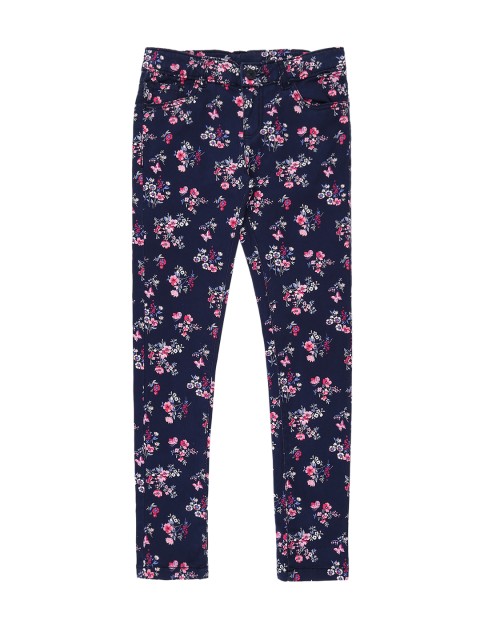 

Pantaloons Junior Girls Navy Blue & Pink Regular Fit Printed Regular Trousers