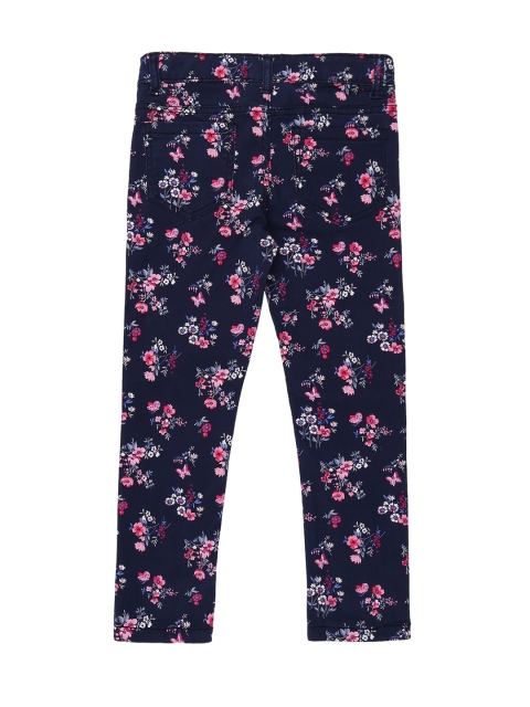 

Pantaloons Junior Girls Navy Blue & Pink Regular Fit Printed Regular Trousers