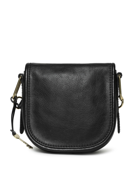 

Fossil Black Solid Leather Sling Bag