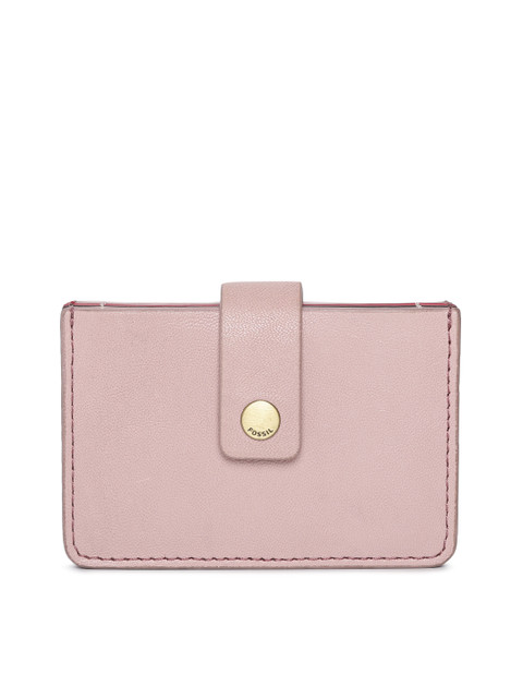 

Fossil Women Pink Solid Leather Card Holder