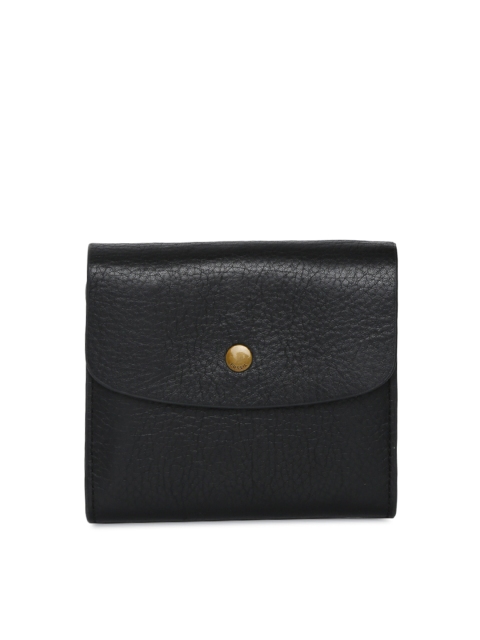 

Fossil Women Black Solid Two Fold Leather Wallet
