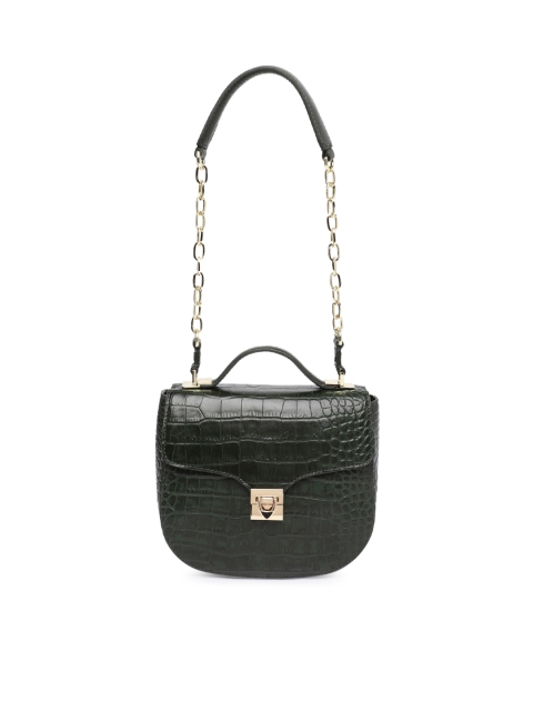 

Hidesign Green Textured Leather Shoulder Bag