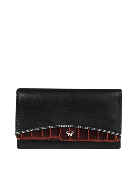 

CALFNERO Women Black Solid Two Fold Leather Wallet