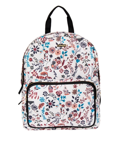 

Chumbak Women White & Pink Graphic Backpack