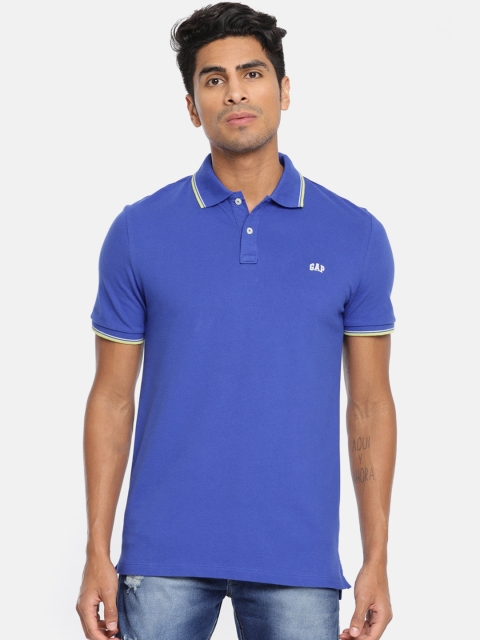 

GAP Men's Logo Stripe Polo Shirt, Blue