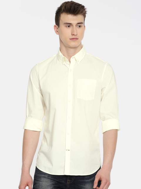 

GAP Men Yellow Solid Lived-In Stretch Poplin Shirt