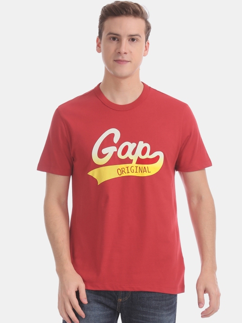 

GAP Men Red Brand Logo Print Round Neck T-shirt