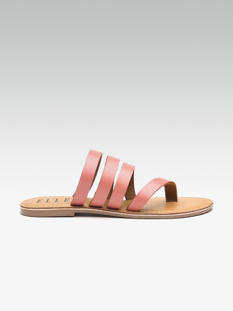 

ELLE Women Pink Solid Leather One Toe Flats
